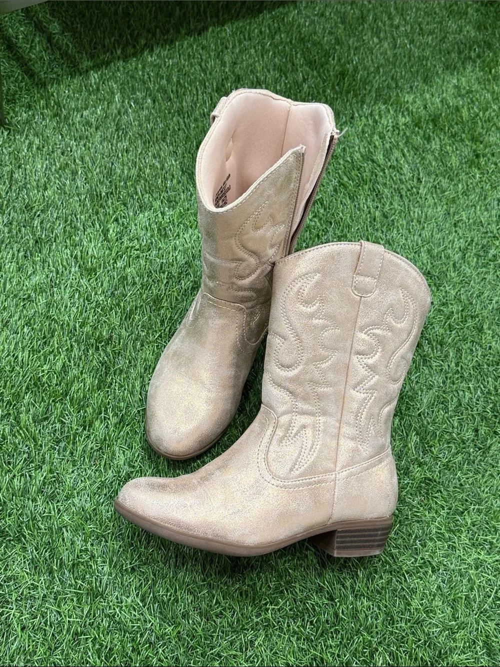 Girls rose gold Western Cowboy Boots - Pink